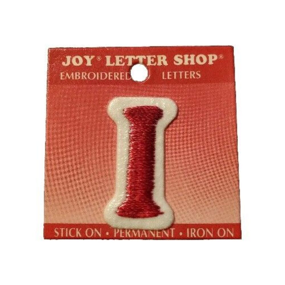 Joy Letter Shop Red I 1.5” Iron Stick On Embroidered Patch Appliqué Crafting